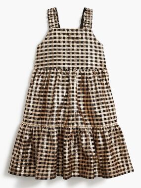J. Crew Crewcuts Girls' Jacquard Tiered Party Dress in Gold and Black Size 14
